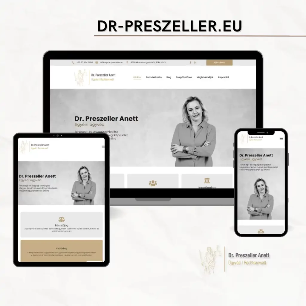 Dr. Preszeller Anett Cégjogász és ügyvédi weboldal készítés nyíregyháza referencia