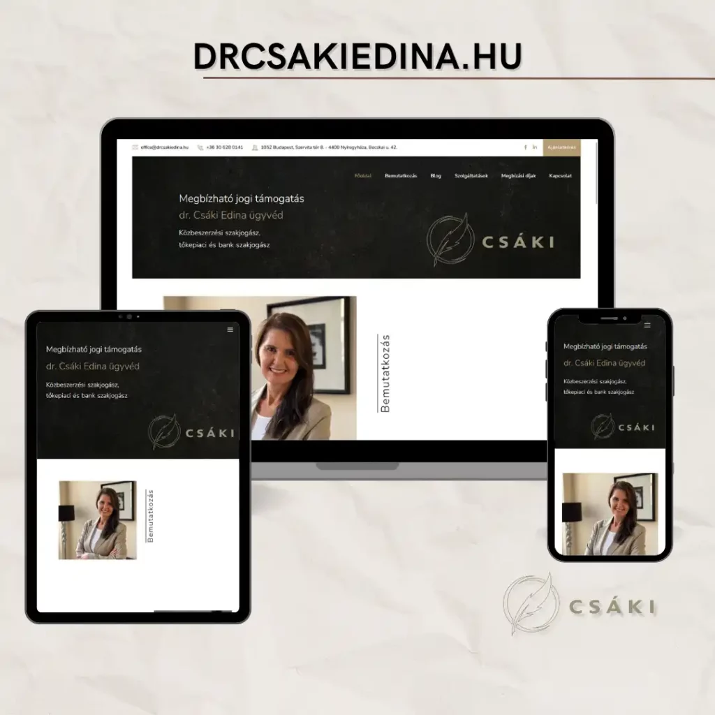 Dr. Csáki Edina Szakjogász weboldal készítés nyíregyháza referencia