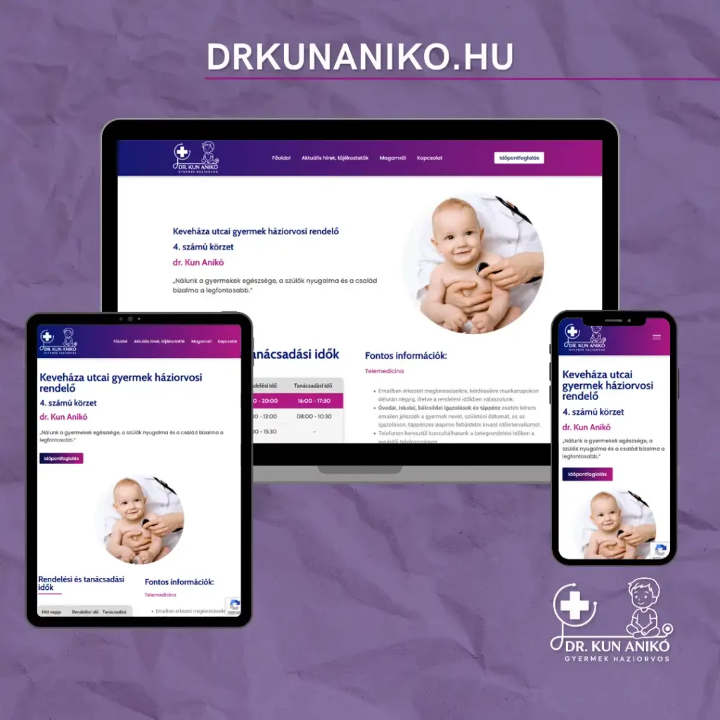 Dr. Kun Anikó gyermek háziorvos weboldal készítés nyíregyháza referencia
