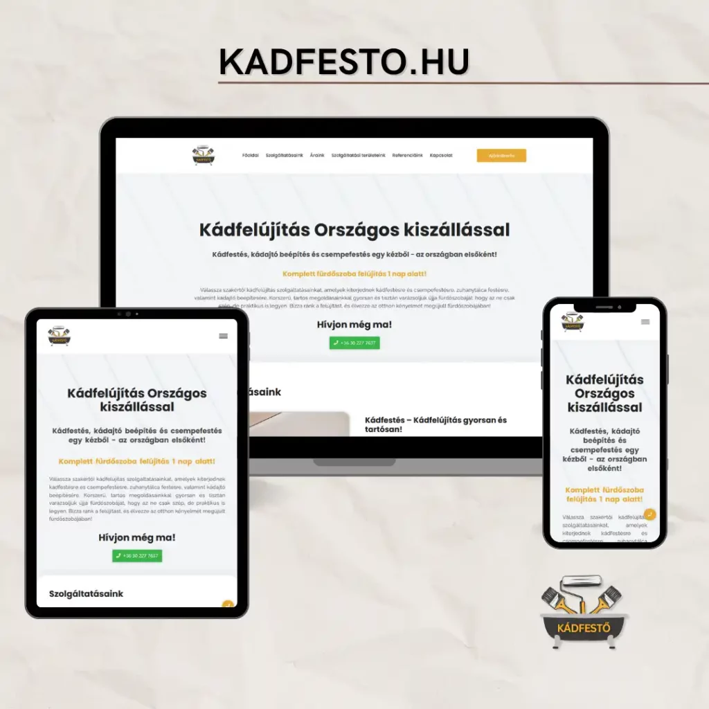 Kádfestő weboldal készítés nyíregyháza referencia