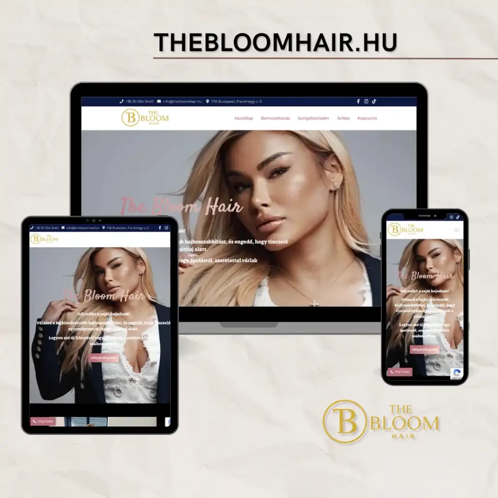 The Bloom Hair fodrászat weboldal készítés nyíregyháza referencia