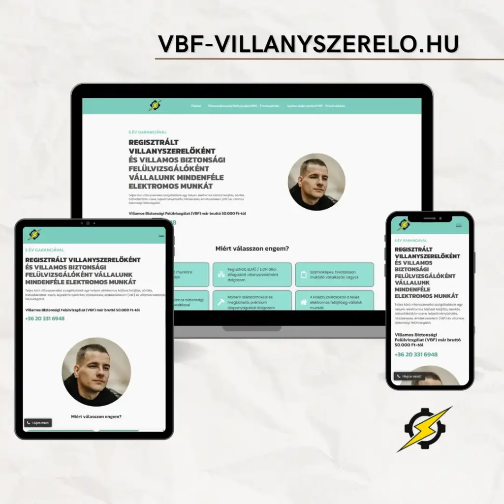Villanyszerelő weboldal készítés nyíregyháza referencia