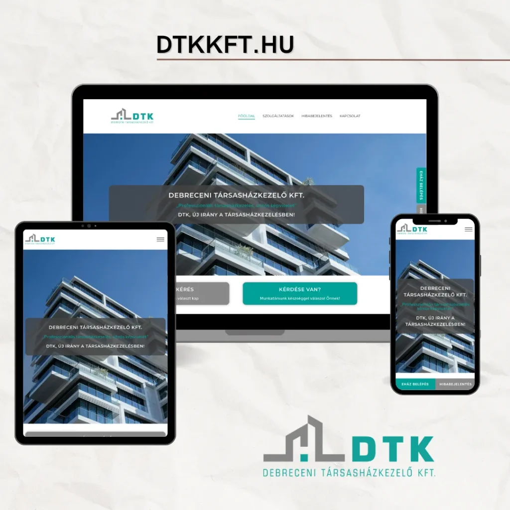 dtkkft.hu társasházkezelő weboldal készítés Debrecen referencia