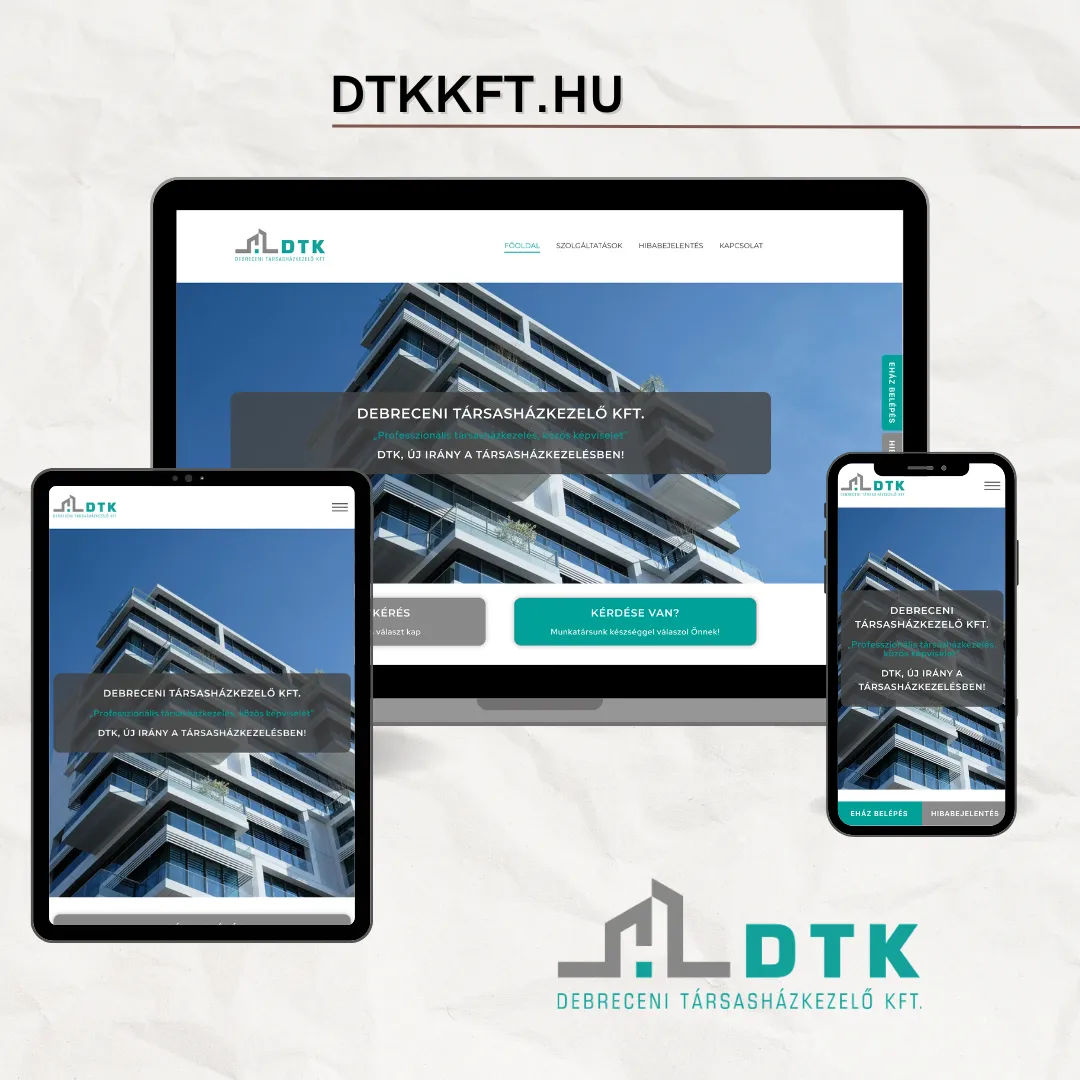 dtkkft.hu társasházkezelő weboldal készítés nyíregyháza referencia