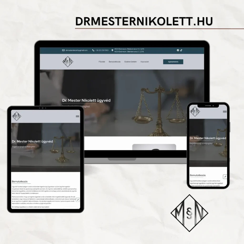 drmesternikolett.hu Ingatlanjogász és ügyvédi weboldal készítés nyíregyháza referencia