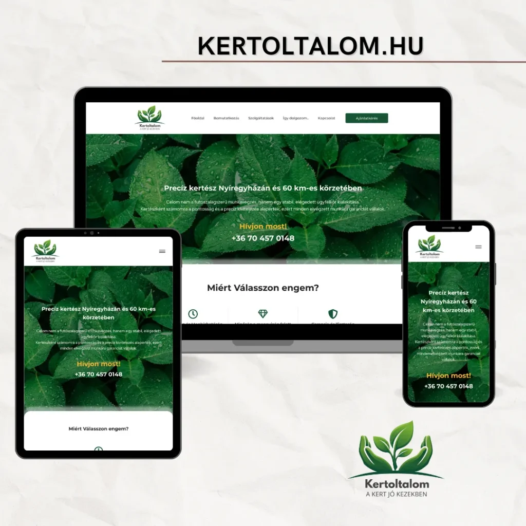 kertoltalom.hu kertész weboldal készítés nyíregyháza referencia