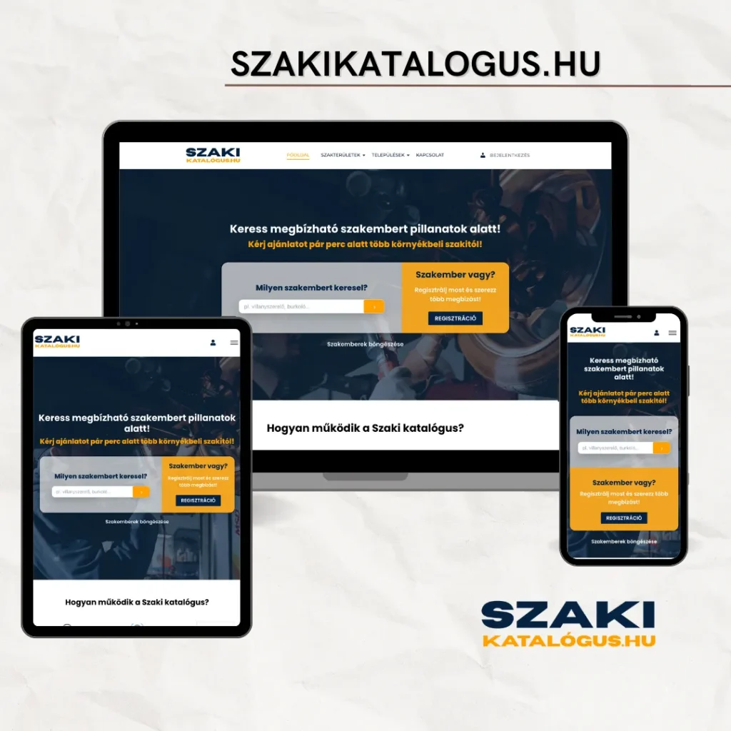 szakikatalogus.hu szakemberkereső platform fejlesztés referencia