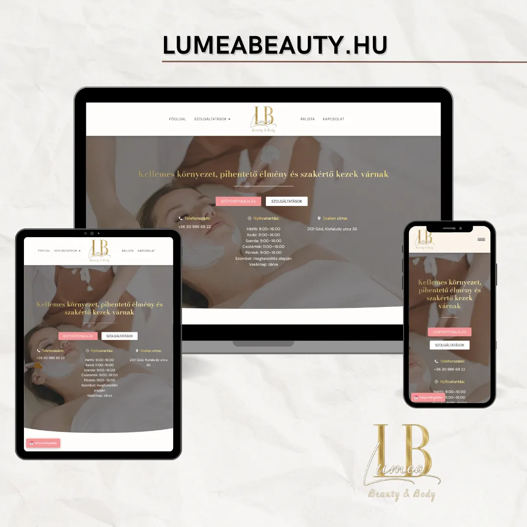 lumeabeauty.hu kozmetikus weboldal készítés időpontfoglaló rendszer referencia