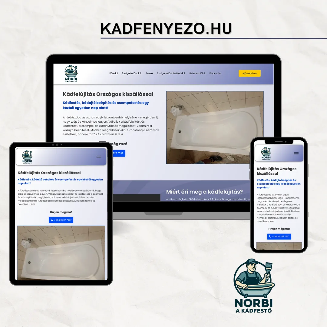 Norbi a Kádfestő kádfelújítás weboldal készítés referencia – Országos