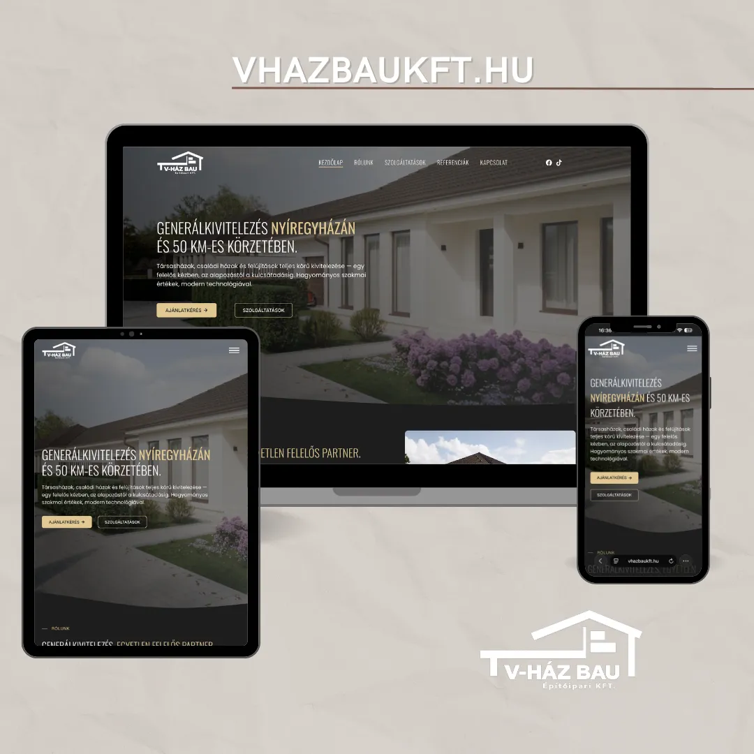 vhazbaukft.hu generálkivitelező weboldal készítés referencia